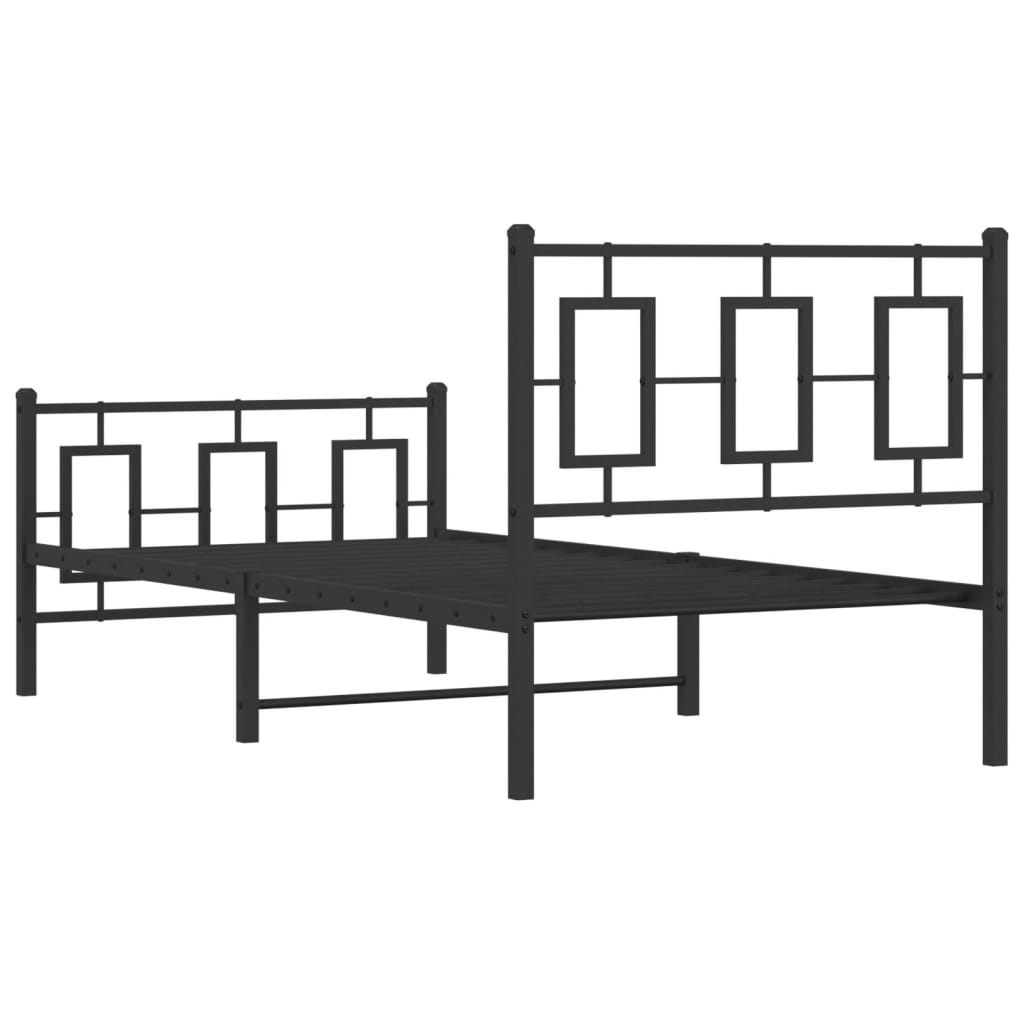 Sengeramme i metall med hode- og fotgavl svart 90x200 cm