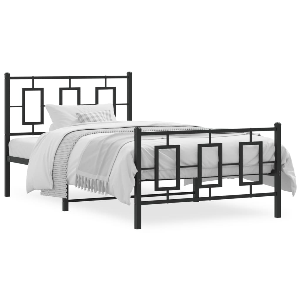Sengeramme i metall med hode- og fotgavl svart 100x200 cm