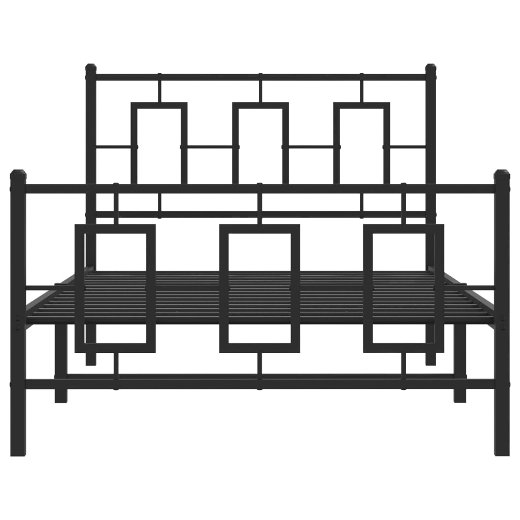 Sengeramme i metall med hode- og fotgavl svart 100x200 cm