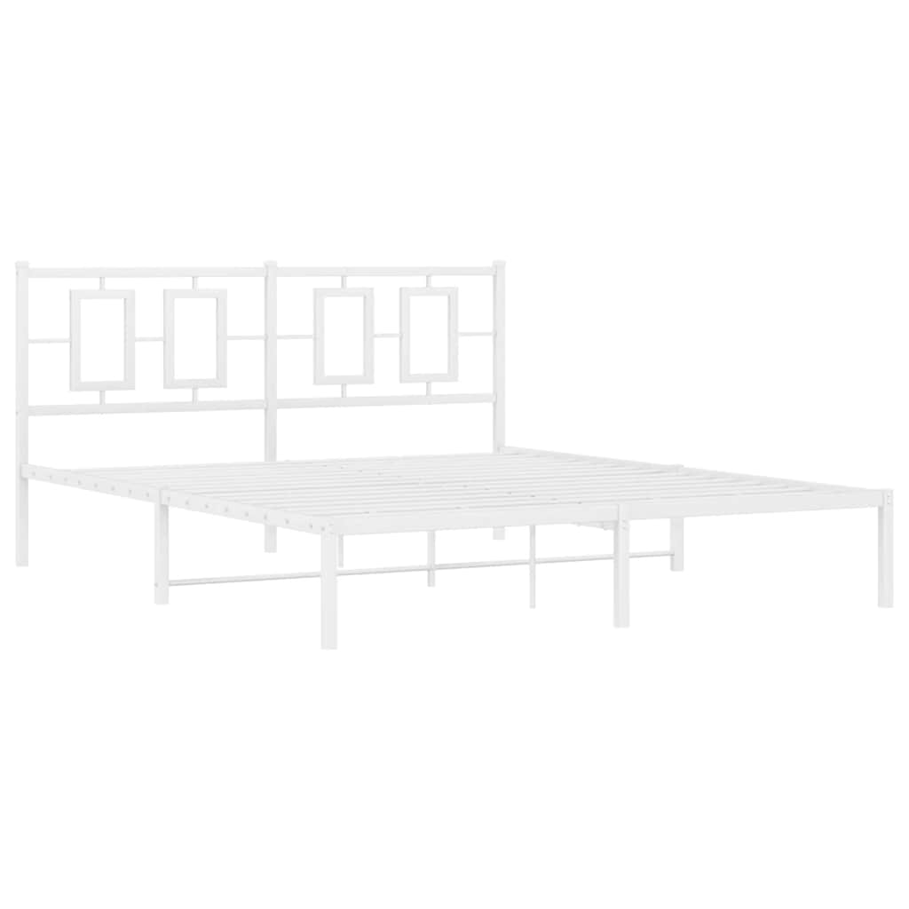 Sengeramme i metall med sengegavl hvit 150x200 cm