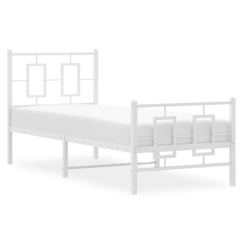 Sengeramme i metall med hode- og fotgavl hvit 80x200 cm