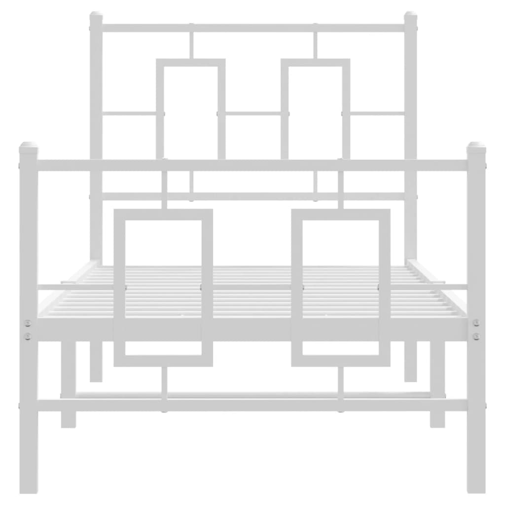 Sengeramme i metall med hode- og fotgavl hvit 80x200 cm