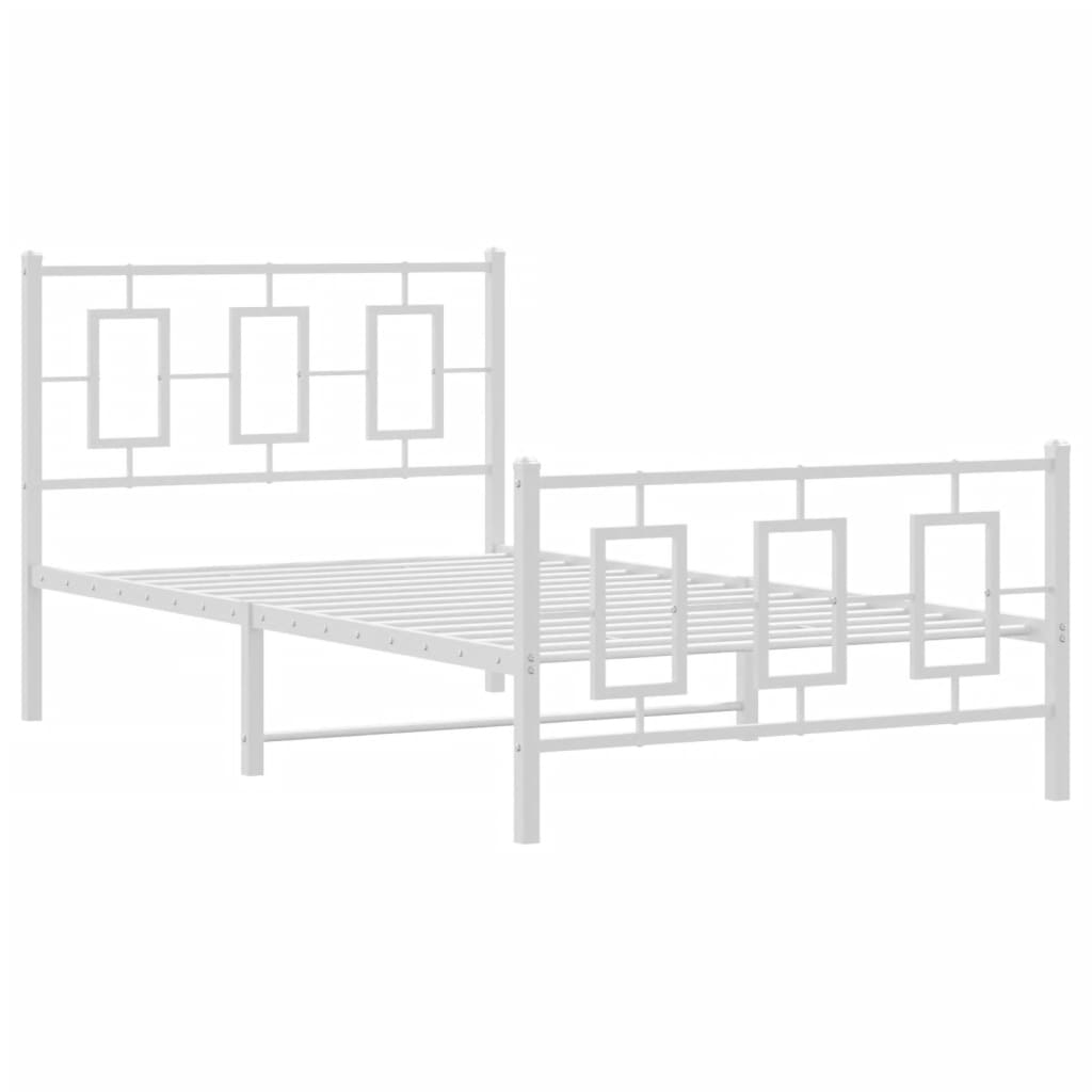 Sengeramme i metall med hode- og fotgavl hvit 100x200 cm