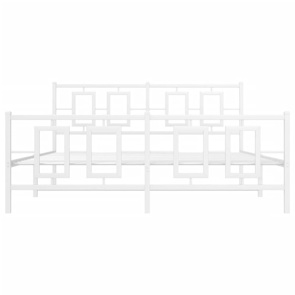 Sengeramme i metall med hode- og fotgavl hvit 150x200 cm