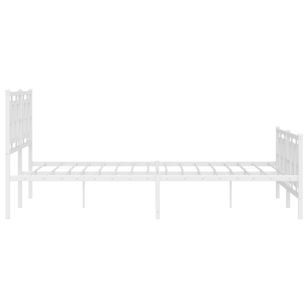 Sengeramme i metall med hode- og fotgavl hvit 150x200 cm