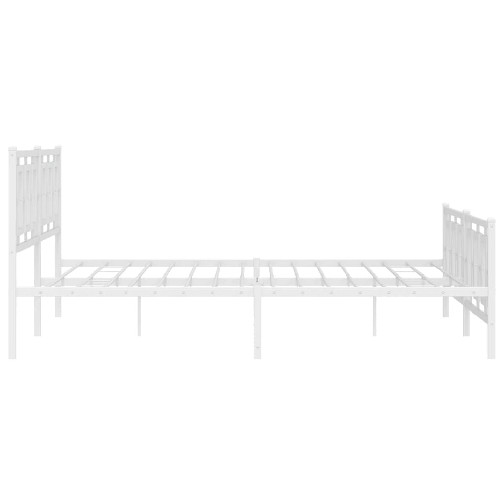 Sengeramme i metall med hode- og fotgavl hvit 193x203 cm