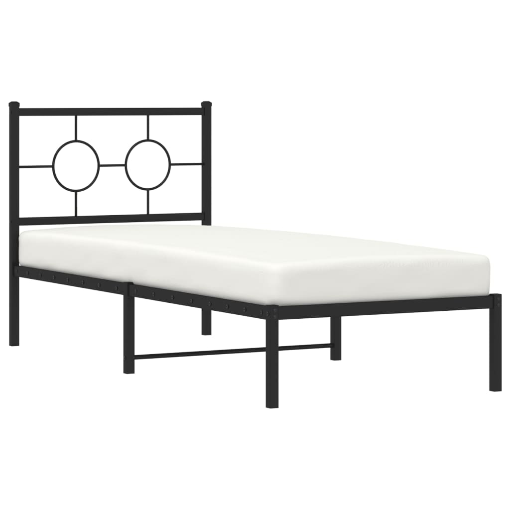 Sengeramme i metall med hodegavl svart 80x200 cm