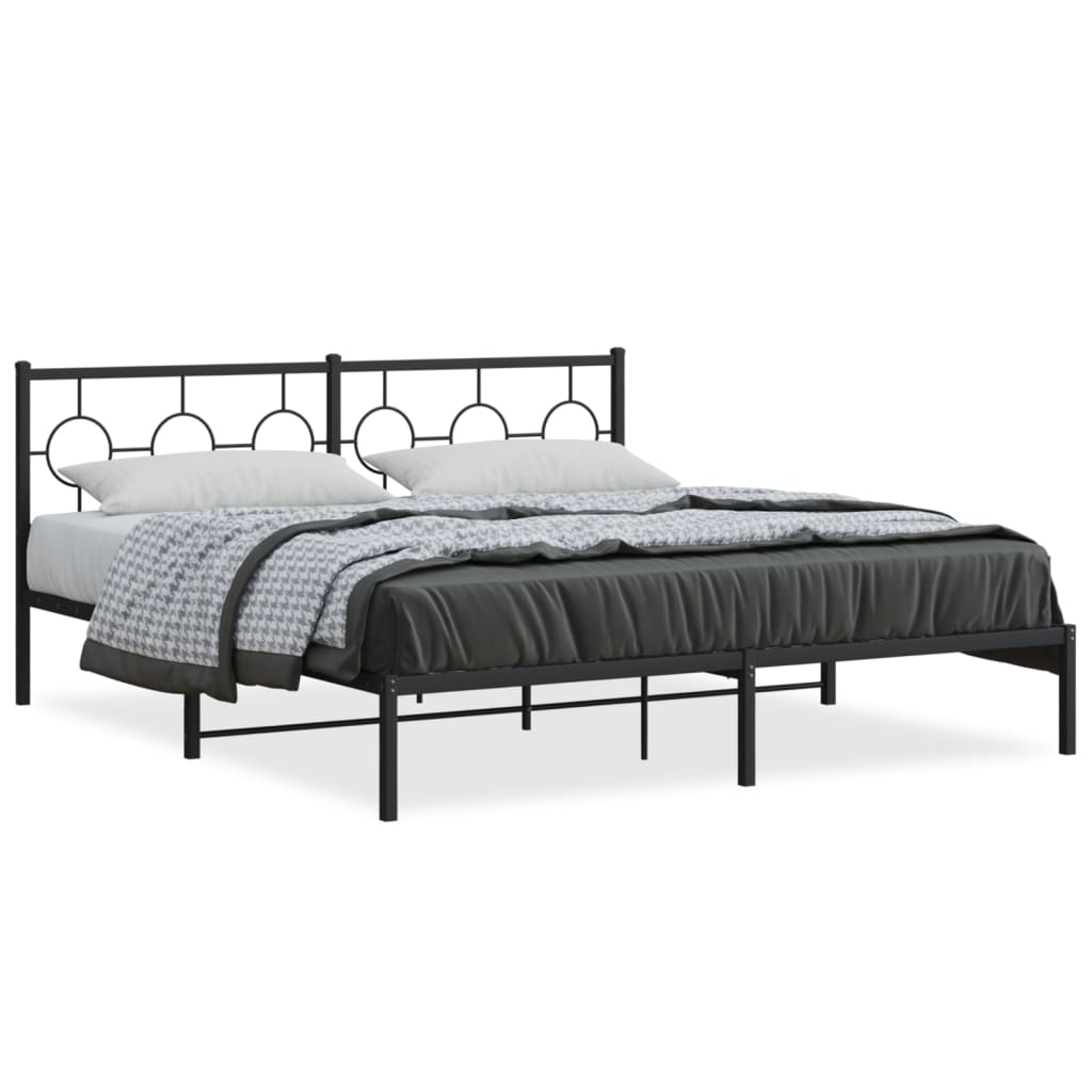 Sengeramme i metall med sengegavl svart 180x200 cm vidaXL