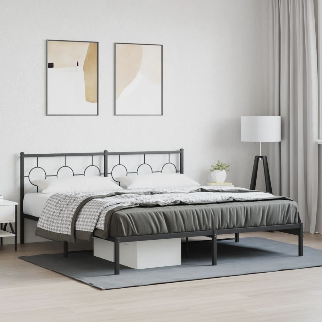 Sengeramme i metall med sengegavl svart 180x200 cm vidaXL
