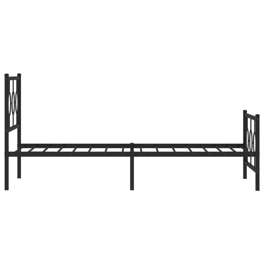 Sengeramme i metall med hode- og fotgavl svart 100x200 cm