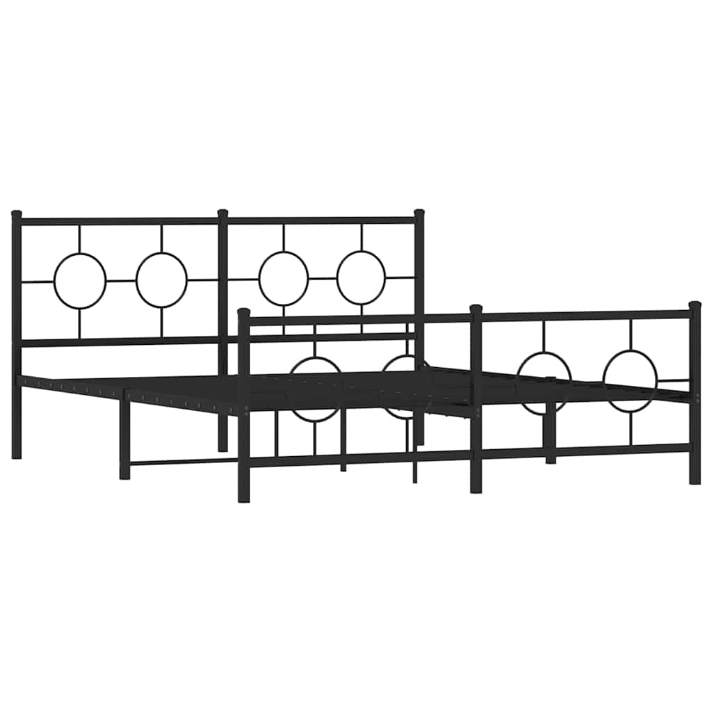 Sengeramme i metall med hode- og fotgavl svart 150x200 cm