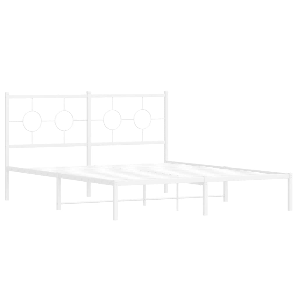 Sengeramme i metall med sengegavl hvit 150x200 cm