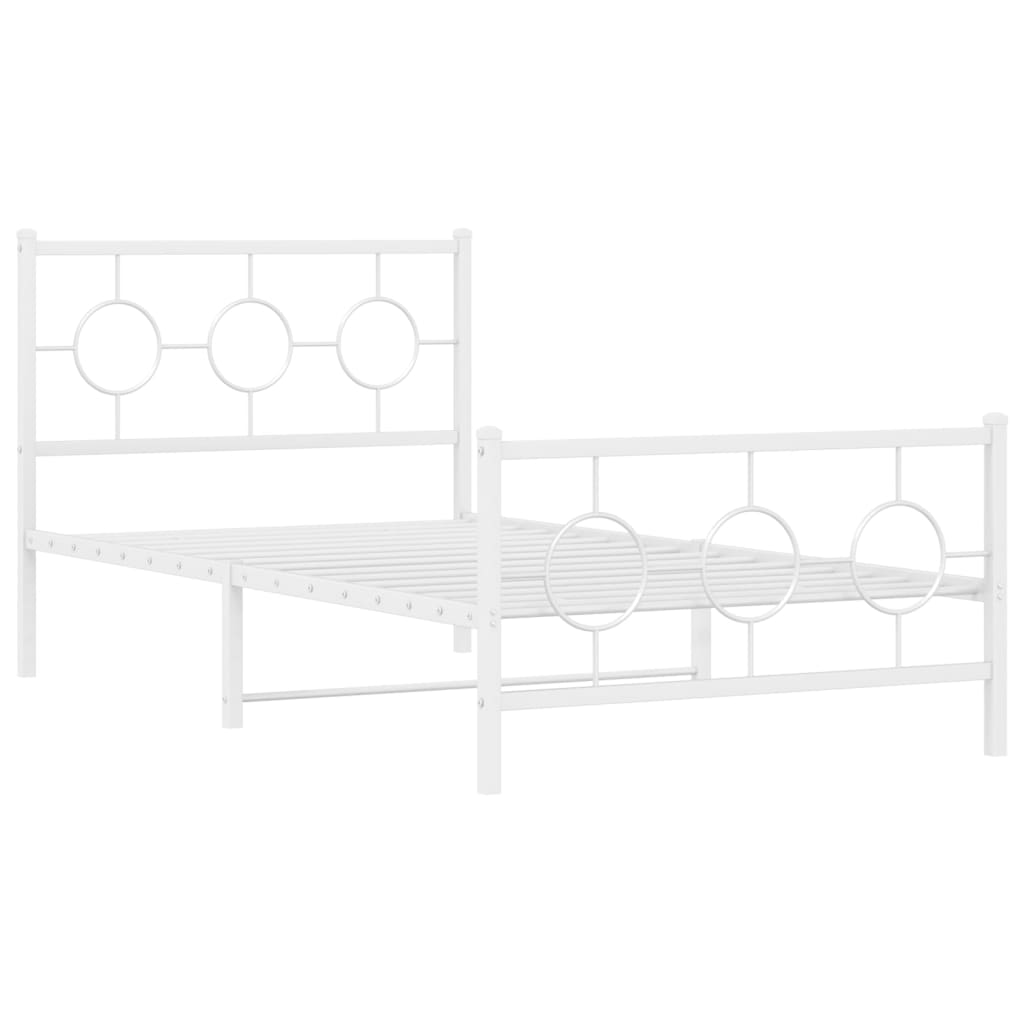 Sengeramme i metall med hode- og fotgavl hvit 100x200 cm