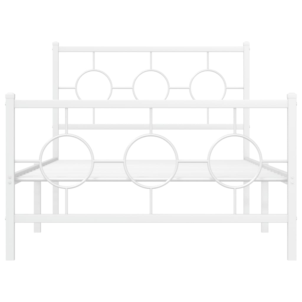 Sengeramme i metall med hode- og fotgavl hvit 100x200 cm