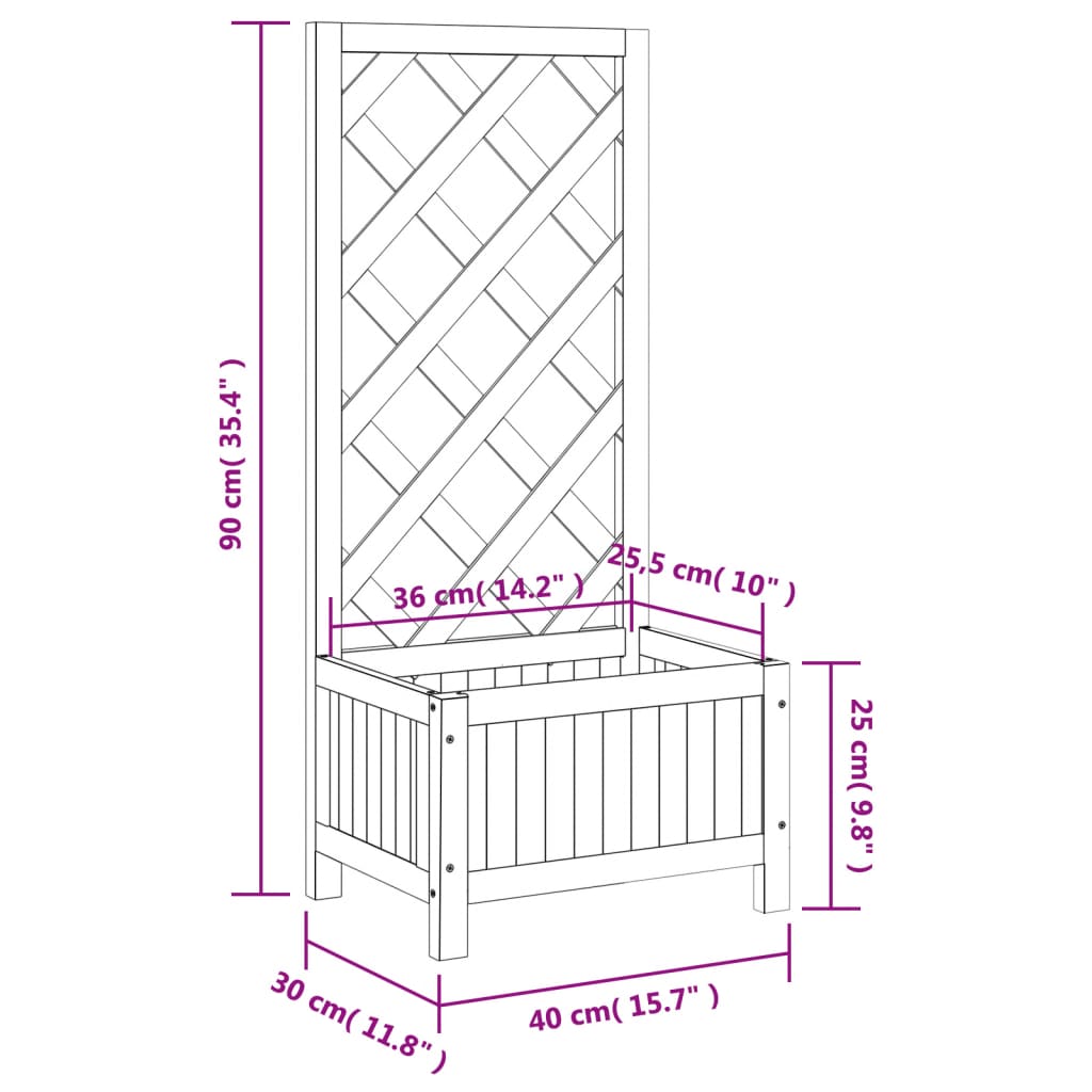 Plantekasse med espalier brun heltre gran