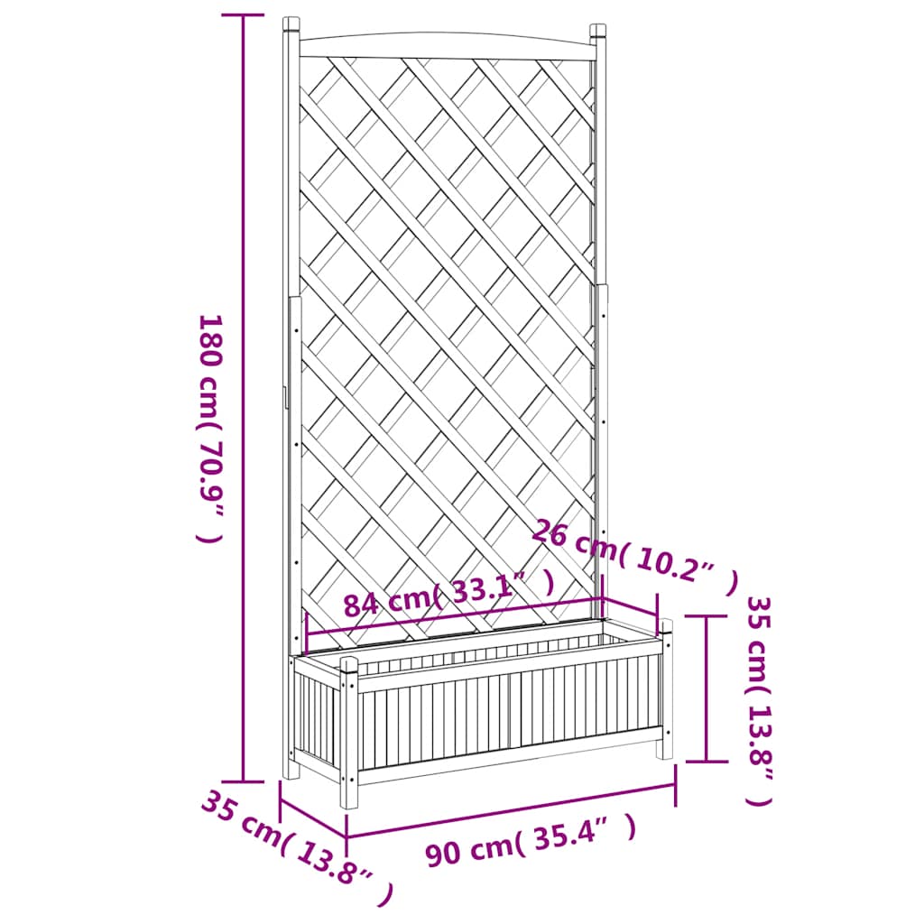 Plantekasse med espalier svart heltre gran