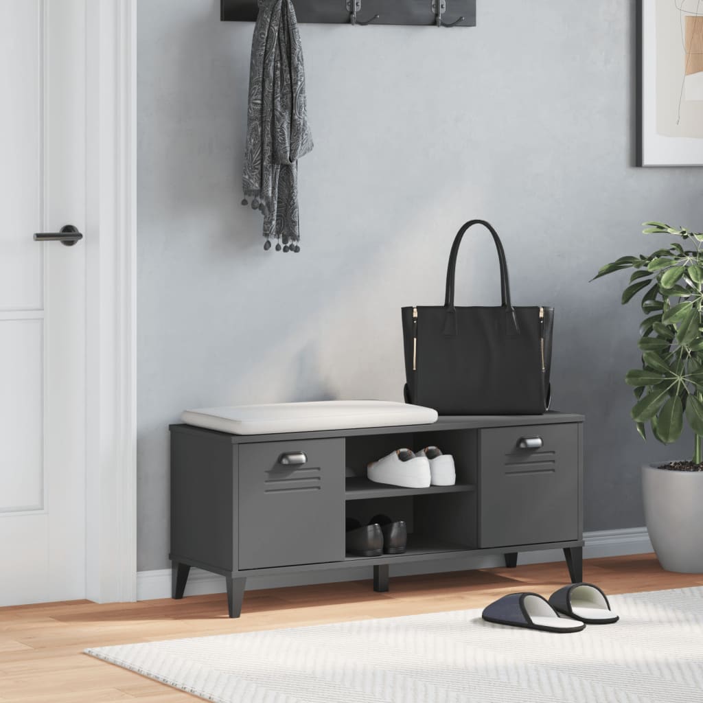 Skobenk VIKEN antrasitt grå 106x35x45 cm konstruert tre