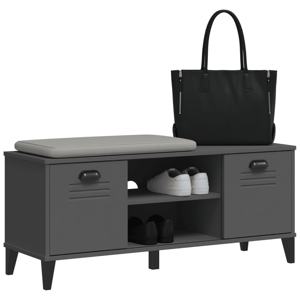 Skobenk VIKEN antrasitt grå 106x35x45 cm konstruert tre