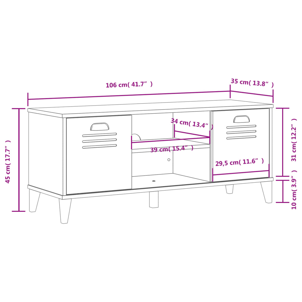 Skobenk VIKEN antrasitt grå 106x35x45 cm konstruert tre