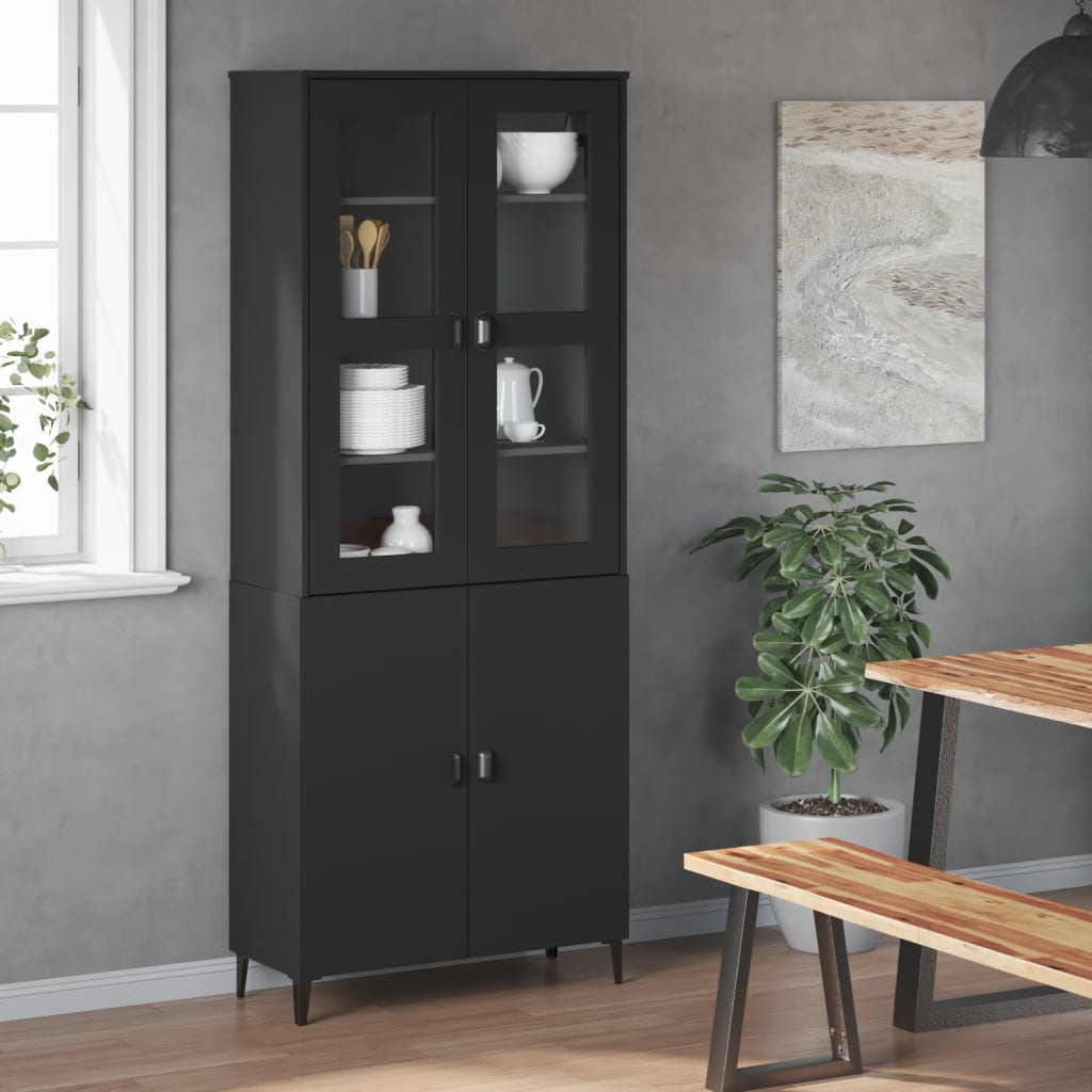 Topp for highboard VIKEN svart heltre furu