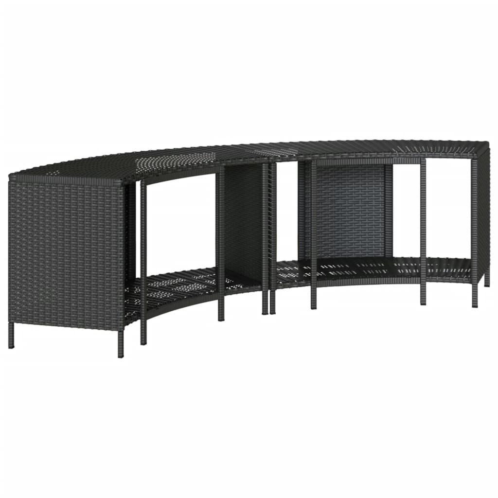 Oppbevaringshyller for boblebad 2 stk svart polyrotting
