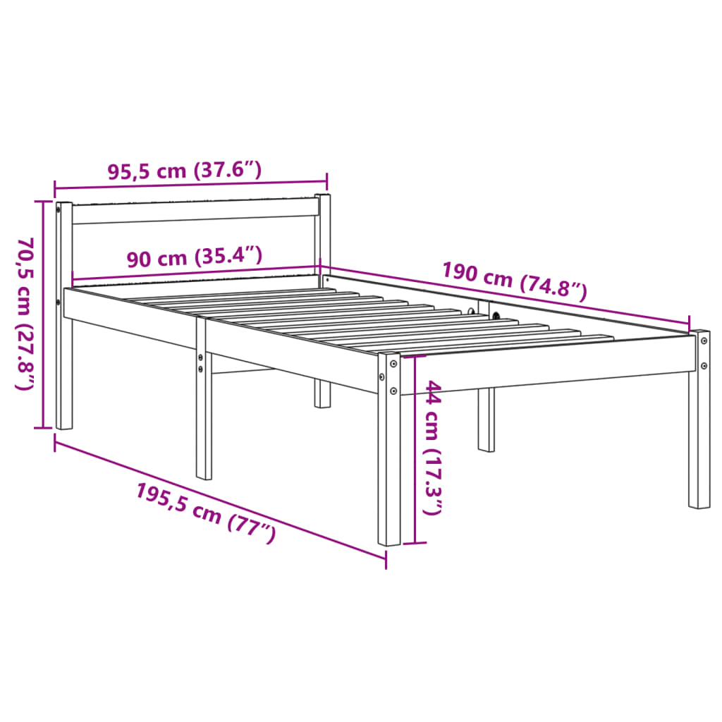 Seniorseng voksbrun 90x190 cm heltre furu