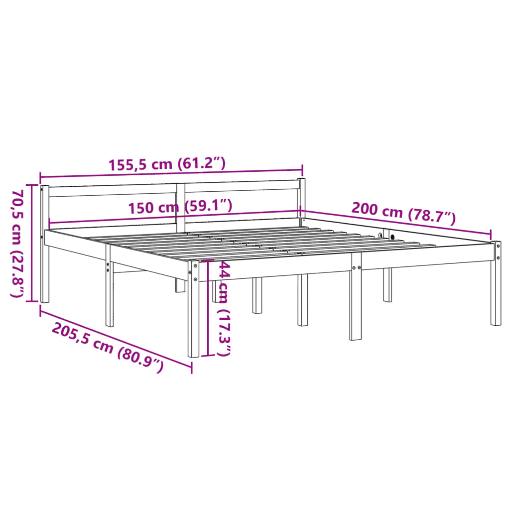 Seniorseng voksbrun 150x200 cm heltre furu