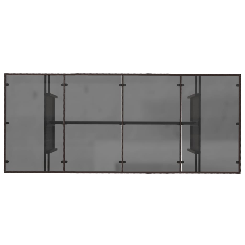 Hagebord med glassplate brun 190x80x75 cm polyrotting