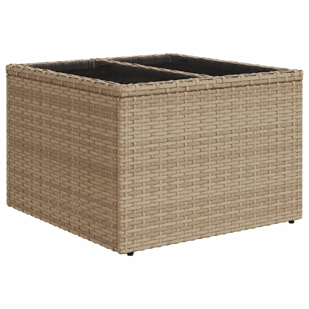 Hagebord med glassplate beige 55x55x37 cm polyrotting