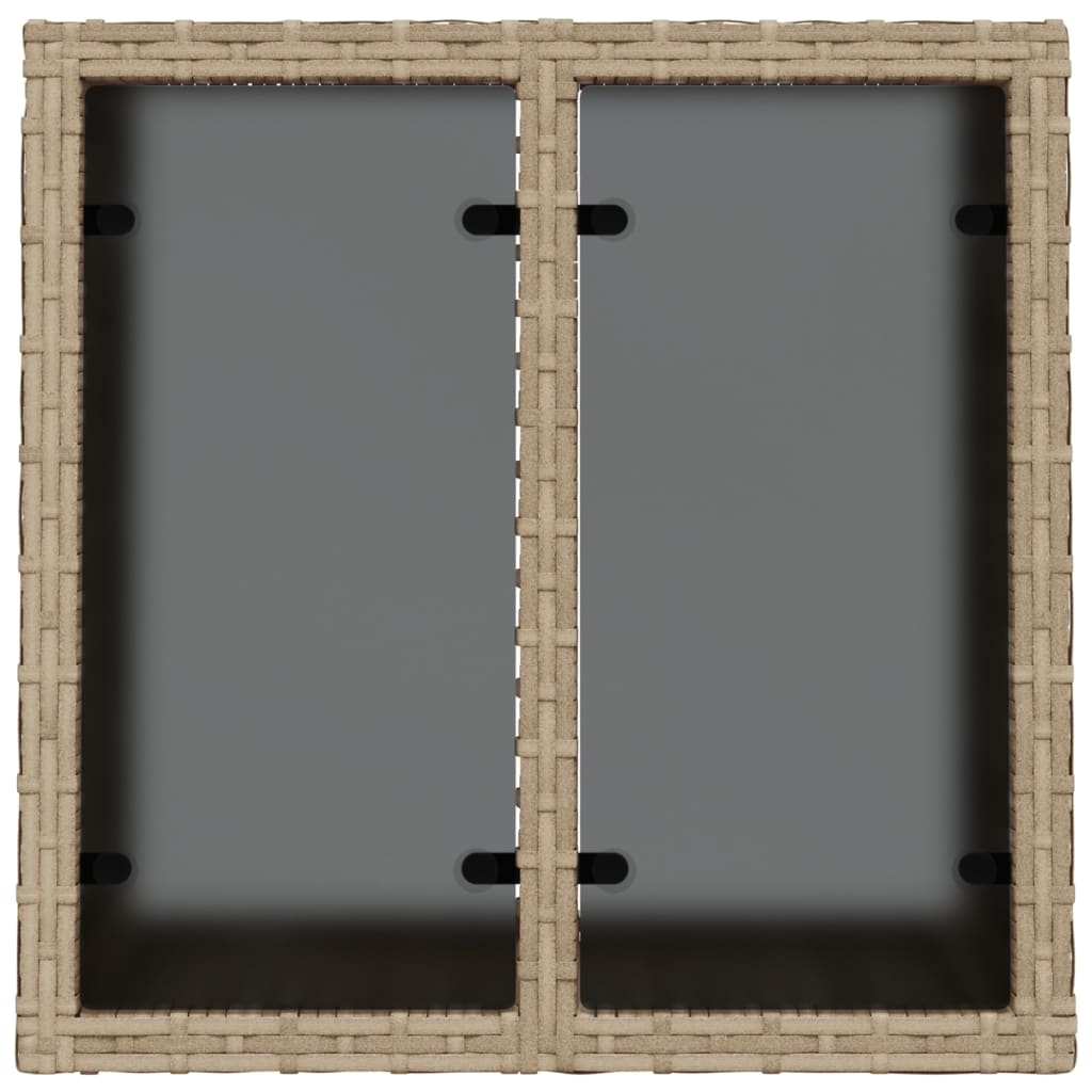 Hagebord med glassplate beige 55x55x37 cm polyrotting