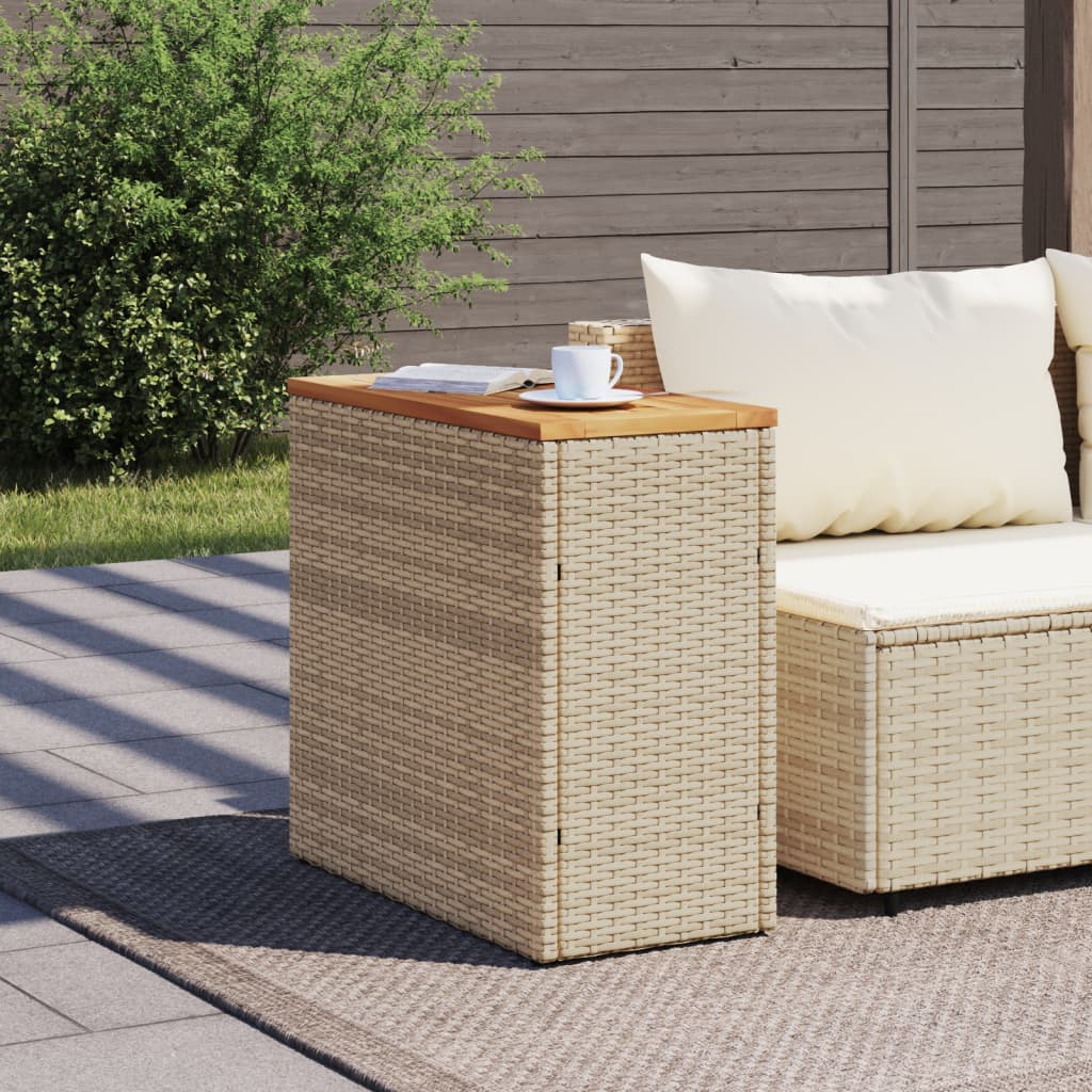 Hagebord med treplate beige 58x27,5x55 cm polyrotting