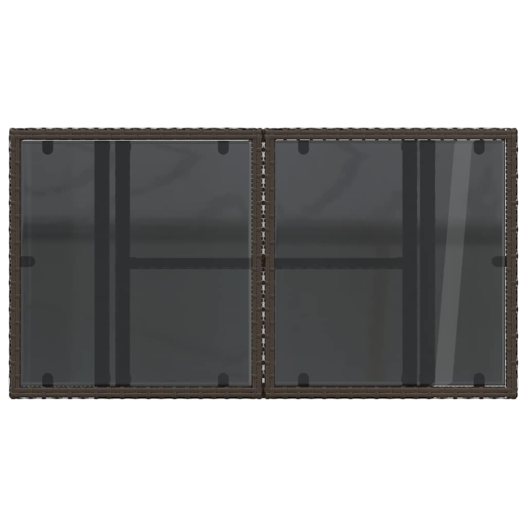 Hagebord med glassplate brun 100x55x73 cm polyrotting