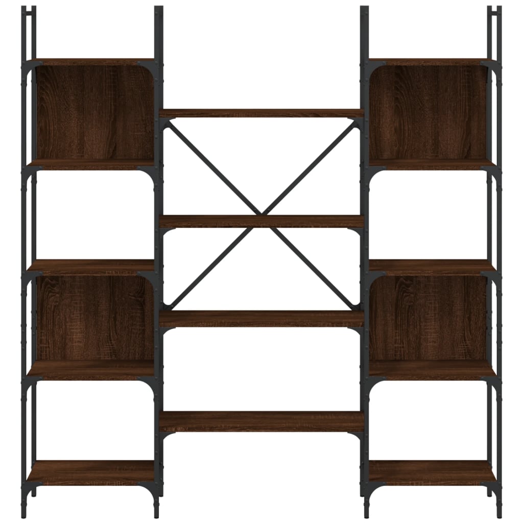 Bokhylle brun eik 155,5x24x166,5 cm konstruert tre