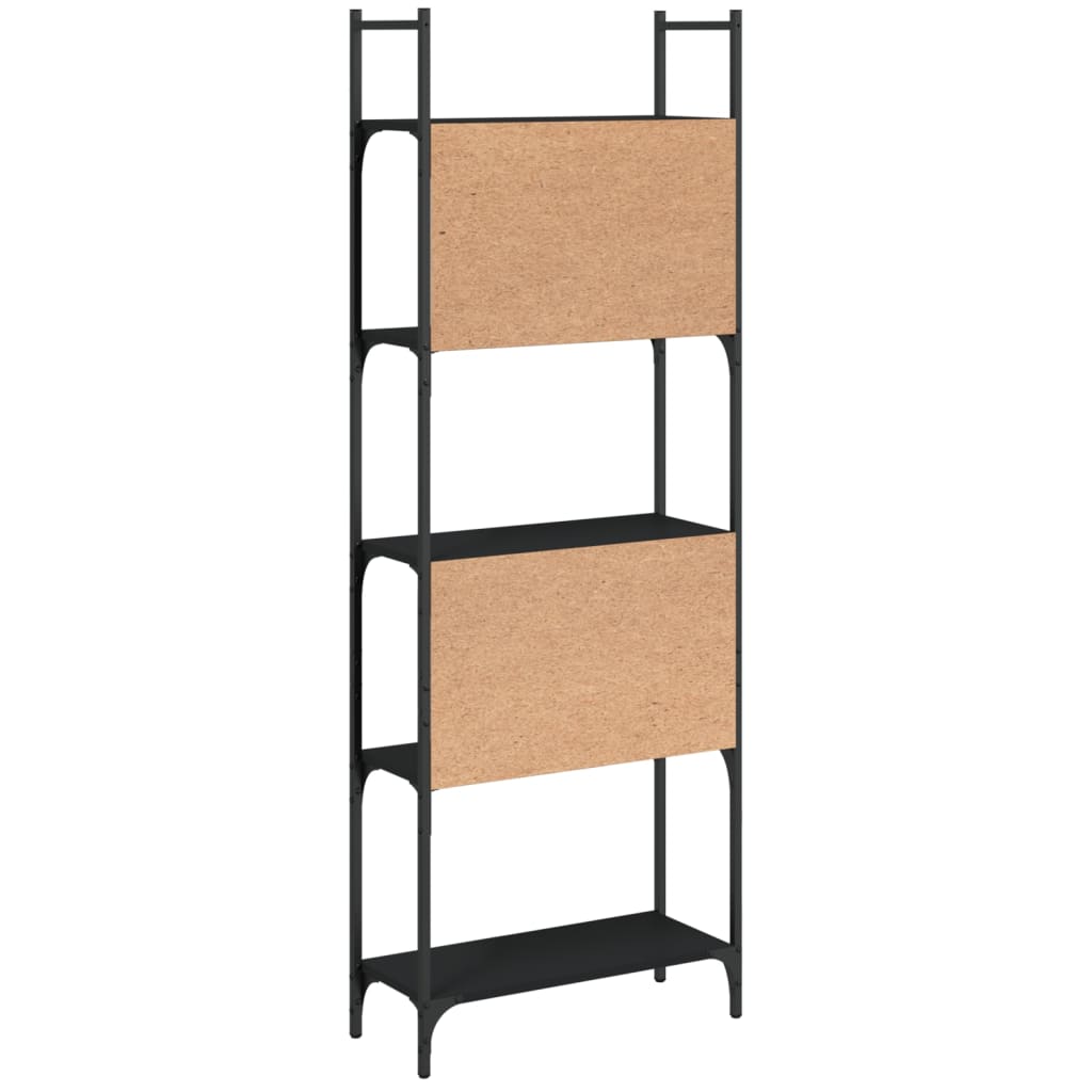Bokhylle 5 etasjer svart 60,5x24x166,5 cm konstruert tre