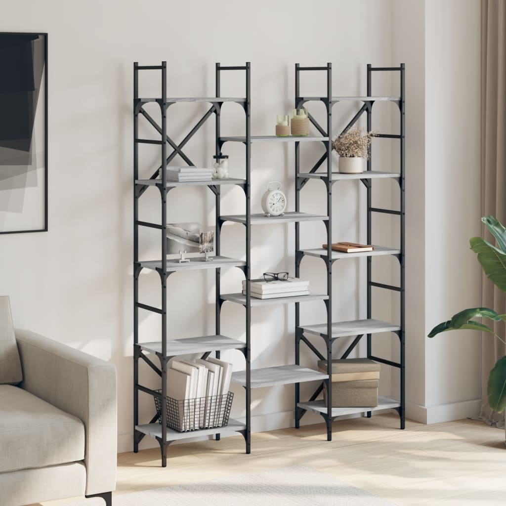 Bokhylle grå sonoma 127,5x28,5x172,5 cm konstruert tre