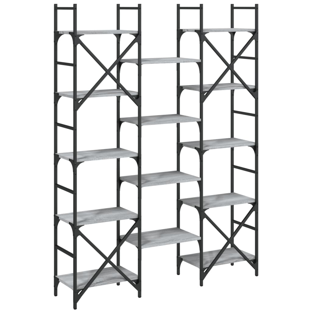 Bokhylle grå sonoma 127,5x28,5x172,5 cm konstruert tre