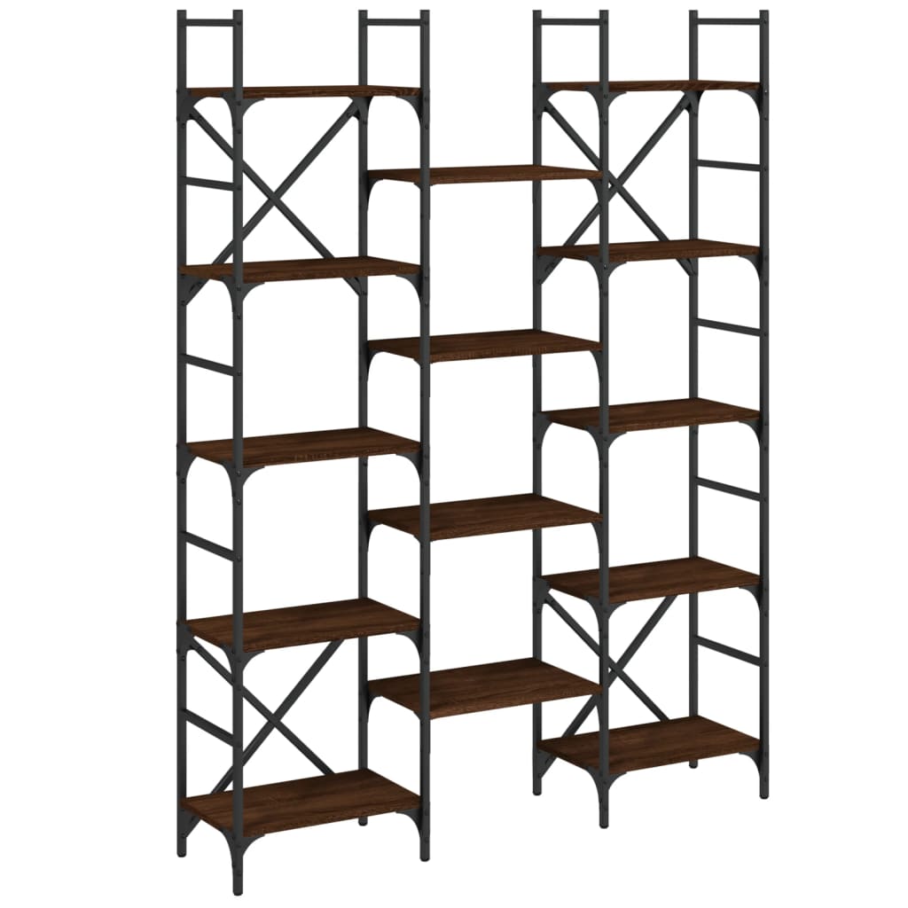 Bokhylle brun eik 127,5x28,5x172,5 cm konstruert tre