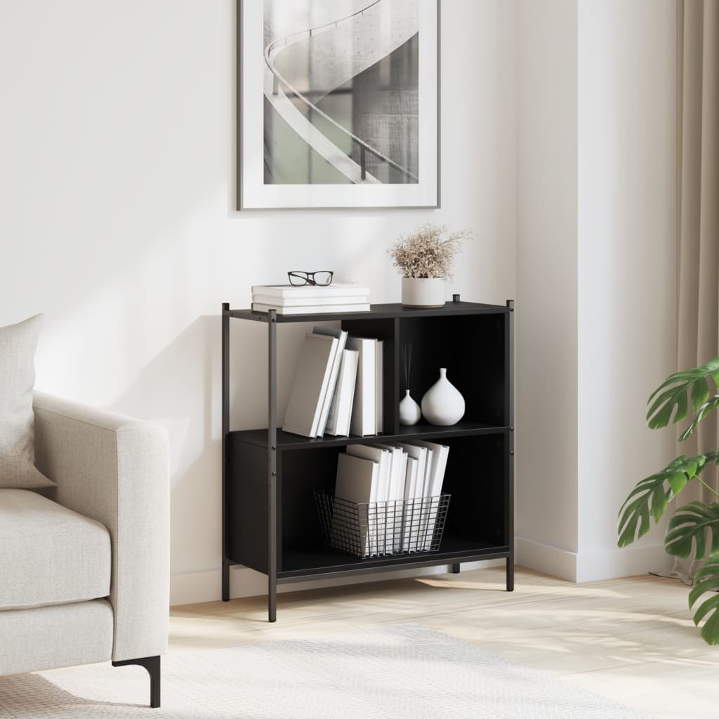 Bokhylle svart 72x28x77,5 cm konstruert tre