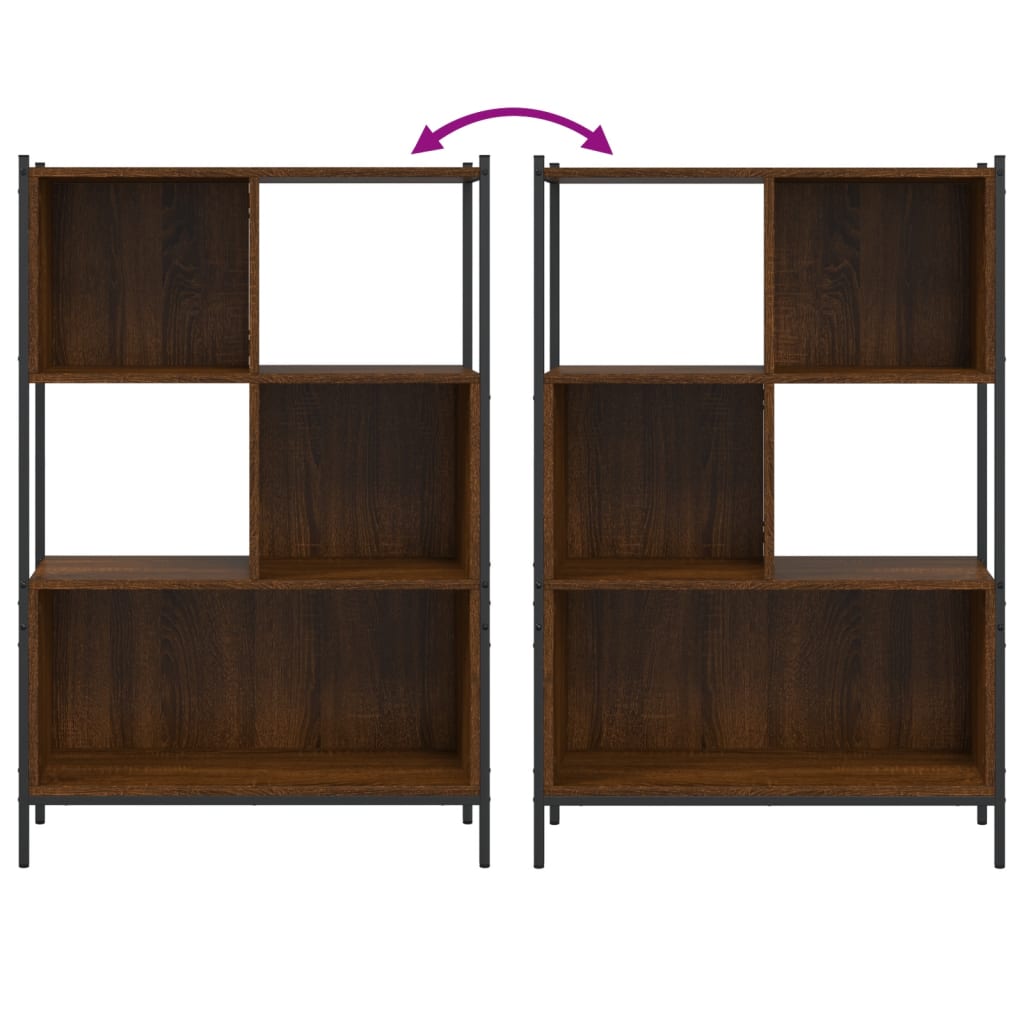 Bokhylle brun eik 72x28x109 cm konstruert tre