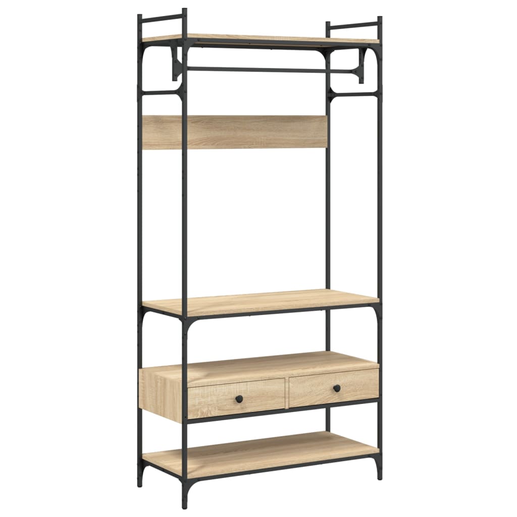 Garderobe med skuffer sonoma eik 89x39x184,5 cm konstruert tre