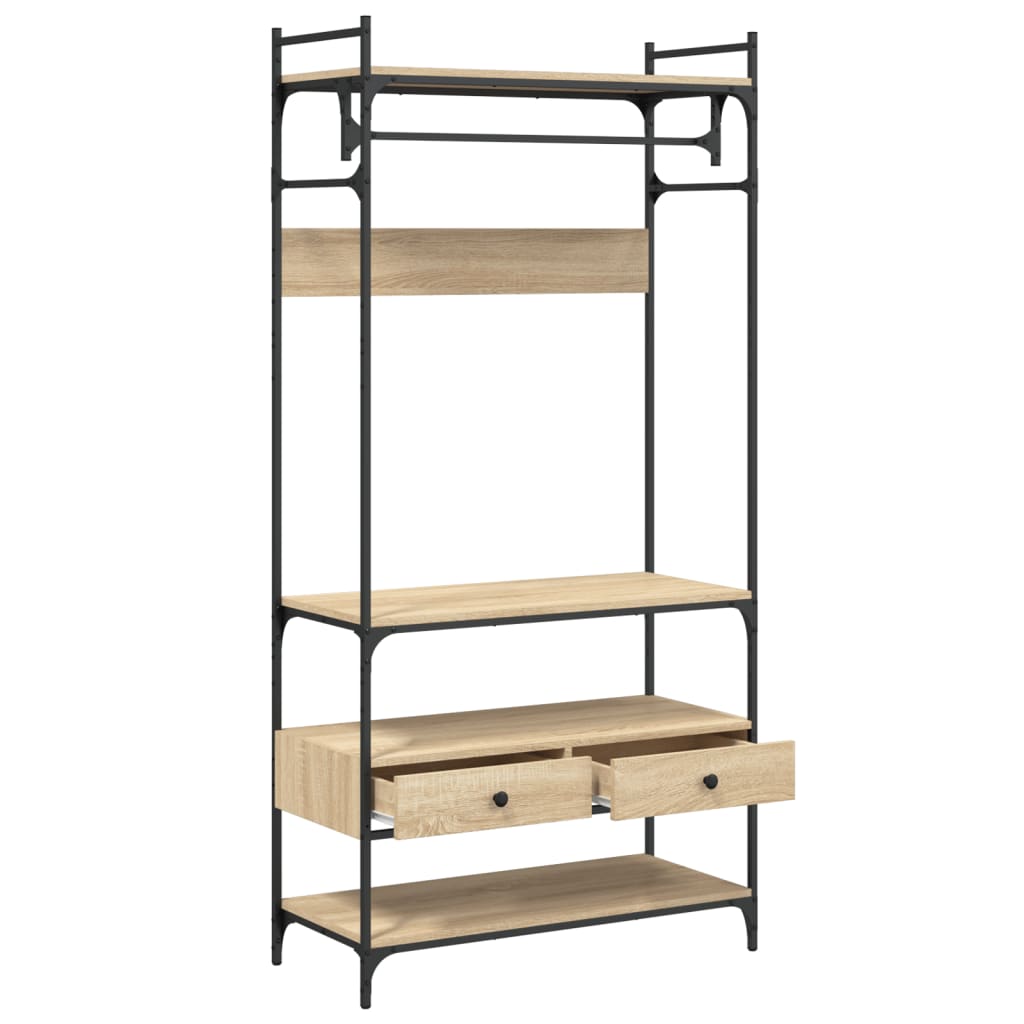 Garderobe med skuffer sonoma eik 89x39x184,5 cm konstruert tre