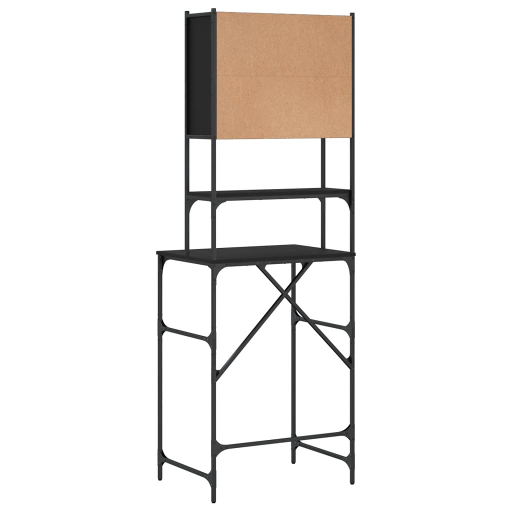 Vaskemaskinskap svart 68x48,5x194 cm