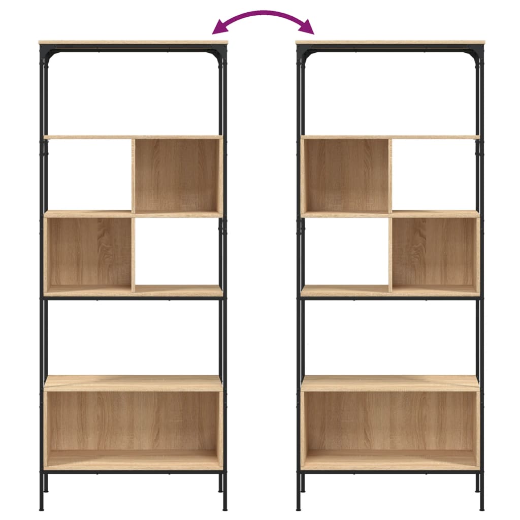 Bokhylle 5 etasjer sonoma eik 76x33x188,5 cm konstruert tre