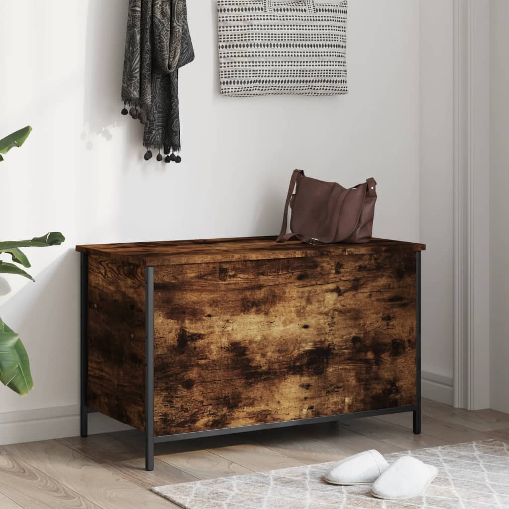 Oppbevaringsbenk røkt eik 80x42,5x50 cm konstruert tre