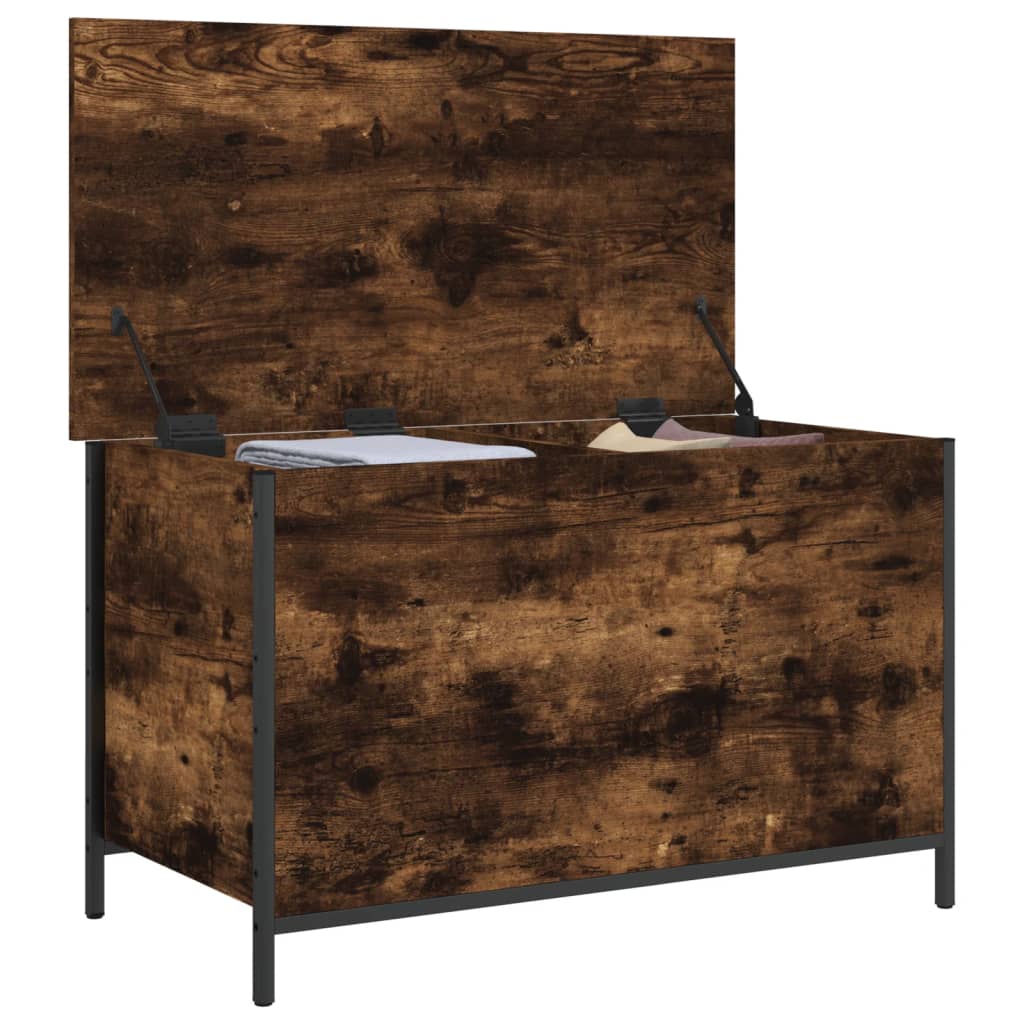 Oppbevaringsbenk røkt eik 80x42,5x50 cm konstruert tre
