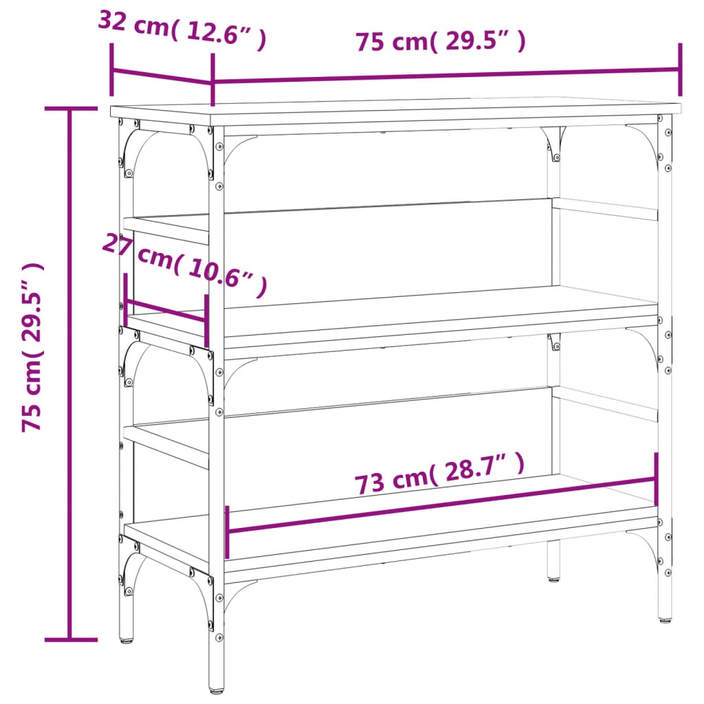 Konsollbord røkt eik 75x32x75 cm konstruert tre