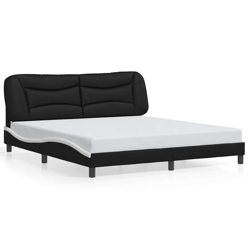 Sengeramme uten madrass Hvar svart og hvit 180x200 cm kunstlær