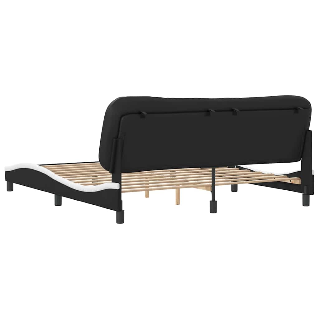 Sengeramme uten madrass Hvar svart og hvit 180x200 cm kunstlær
