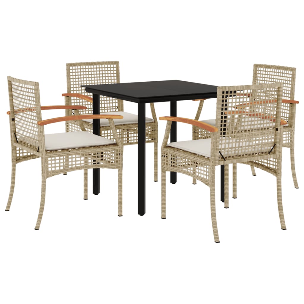 Hagespisegruppe med puter 5 deler polyrotting beige