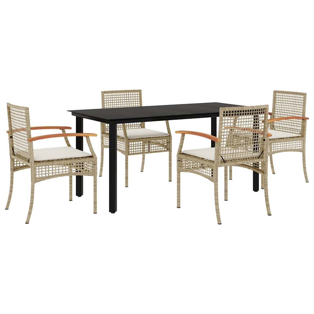 Hagespisegruppe med puter 5 deler polyrotting beige